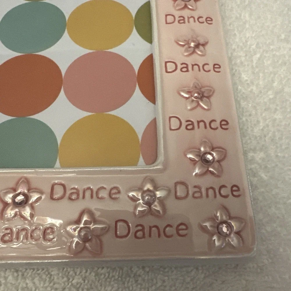 RUSS Dance Picture Frame Ballerina Pink Flowers Spring Recital Ceramic‎ 4x6